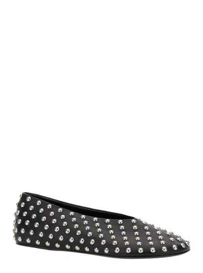 Jil Sander Black Ballet Flats With All-over Stud