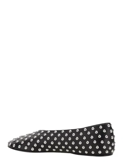 Jil Sander Black Ballet Flats With All-over Stud