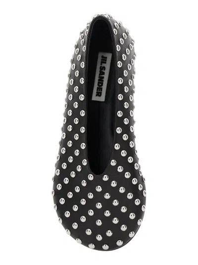 Jil Sander Black Ballet Flats With All-over Stud