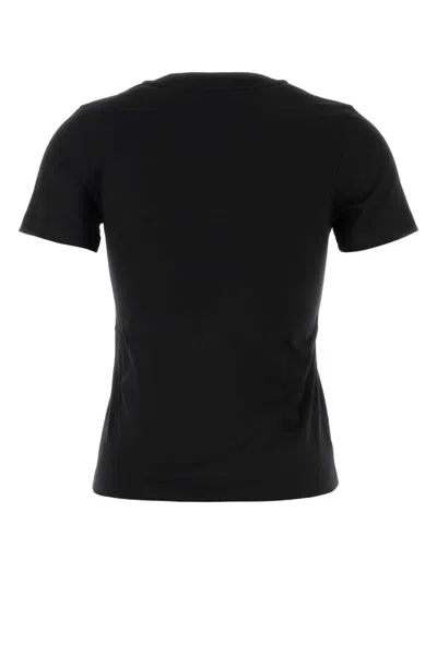 Moncler Women Black T-shirt With Rhinestone Logo In Cotton Woman In Black