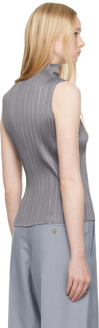 Issey Miyake Gray Ramie Pleats Top In Gray