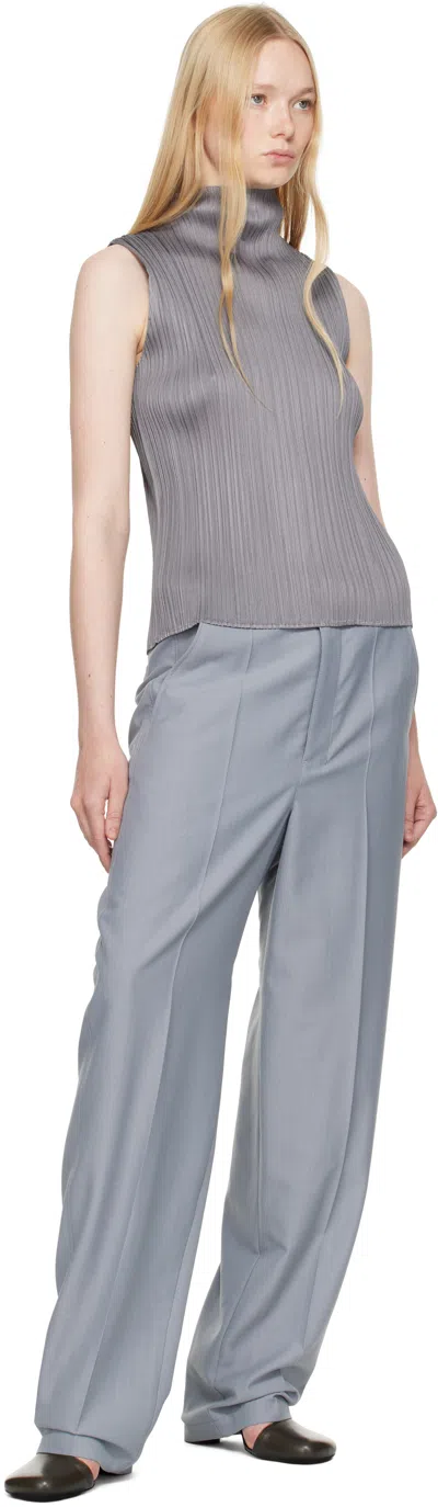 Issey Miyake Gray Ramie Pleats Top In Gray