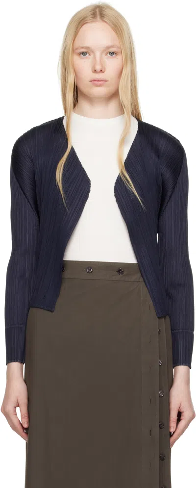 Issey Miyake Navy New Colorful Basics 4 Cardigan