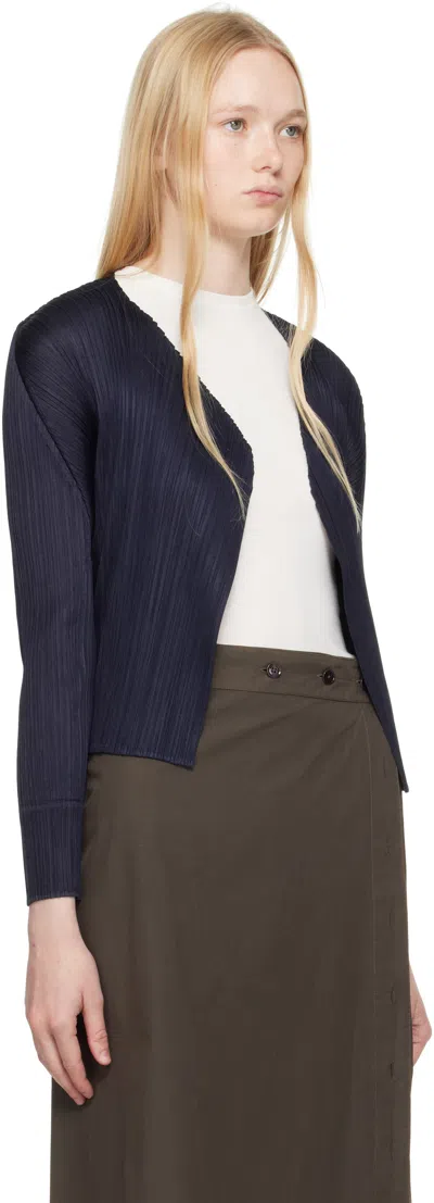 Issey Miyake Navy New Colorful Basics 4 Cardigan