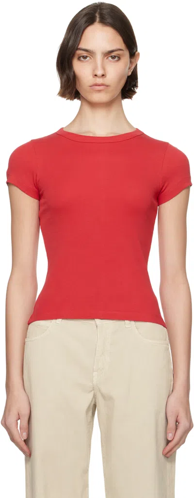 Flore Flore Car Ribbed Organic Cotton-jersey T-shirt In Red