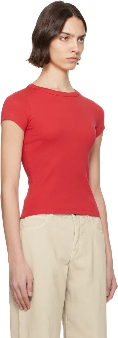 Flore Flore Car Ribbed Organic Cotton-jersey T-shirt In Red