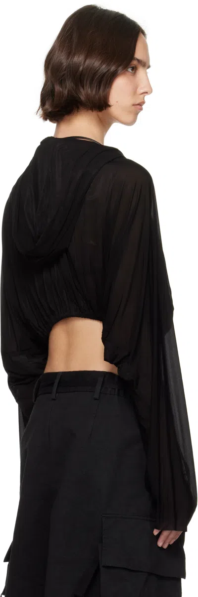 Rick Owens Crooped Hooded Tunic Sweaters And Cardigans Black