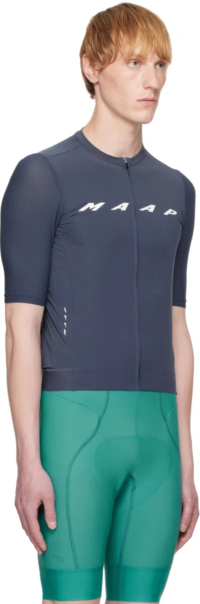 Maap Navy Evade Pro Base Jersey 2.0 Cycling Top In Blue