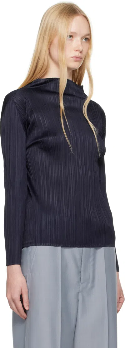 Issey Miyake Navy New Colorful Basics 4 Top