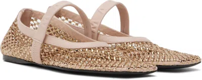 Marni Light Pink Mesh Mary Jane Ballet Flat With Crystals In Sand