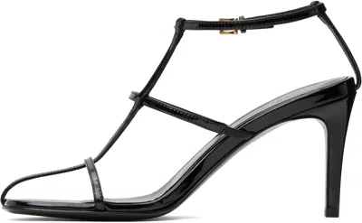 Khaite Black Leather Loop Sandals
