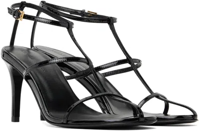Khaite Black Leather Loop Sandals