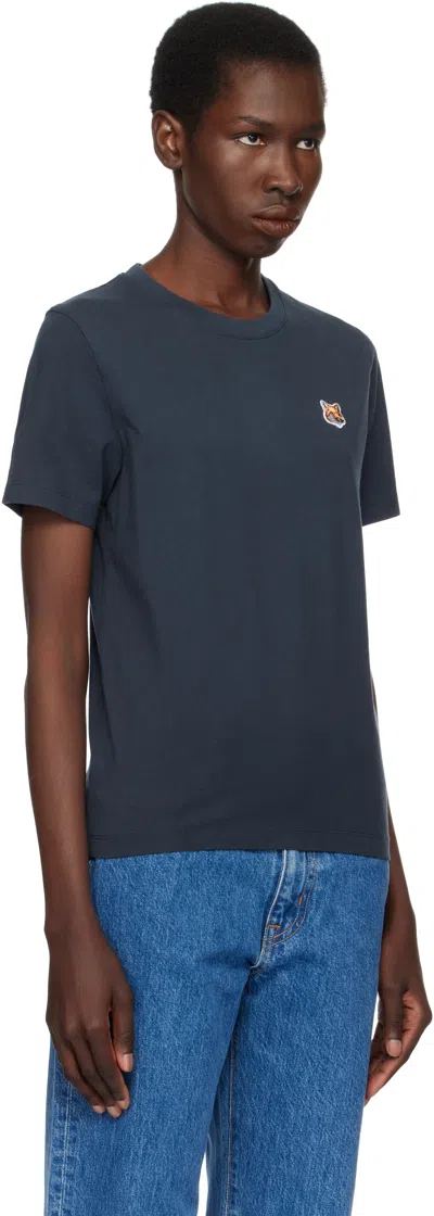 Maison Kitsuné Fox Head Patch T-shirt Woman Navy In Animal Print
