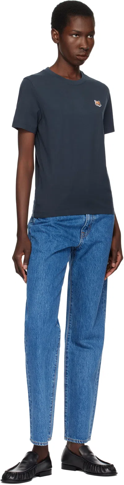 Maison Kitsuné Fox Head Patch T-shirt Woman Navy In Animal Print