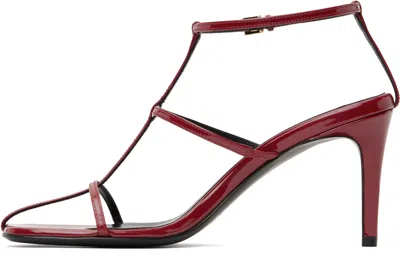 Khaite Leather T-strap Sandals In Fire Red