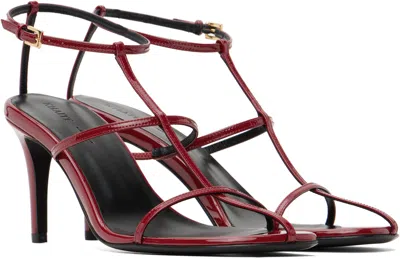 Khaite Leather T-strap Sandals In Fire Red
