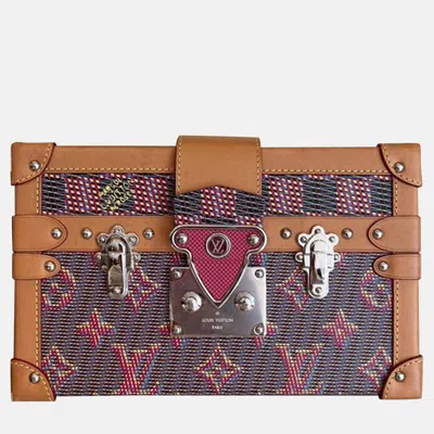 Pre-owned Louis Vuitton Monogram Coated Canvas & Leather Petite Malle Bag In Multi