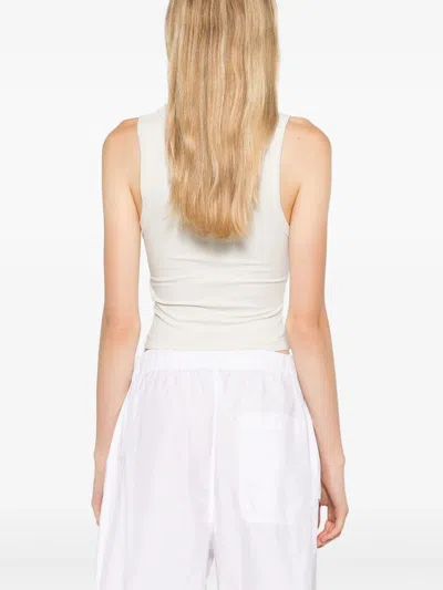 Entire Studios Womens Scoop-neck Cropped Organic-cotton Blend Jersey Top Rice