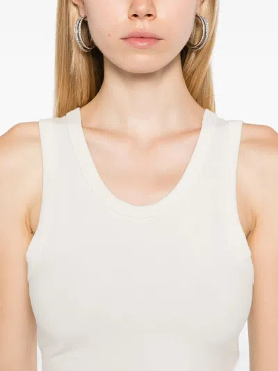 Entire Studios Womens Scoop-neck Cropped Organic-cotton Blend Jersey Top Rice