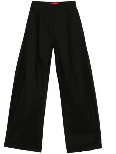 The Latest Thelatest Wide-leg Black Wool Blend Trousers