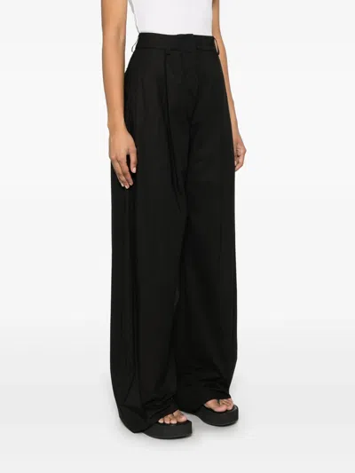 The Latest Thelatest Wide-leg Black Wool Blend Trousers