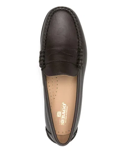 Sebago Classic Dan Almond-toe Full-grain Brushed Leather Loafers In Black