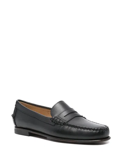 Sebago Classic Dan Almond-toe Full-grain Brushed Leather Loafers In Black