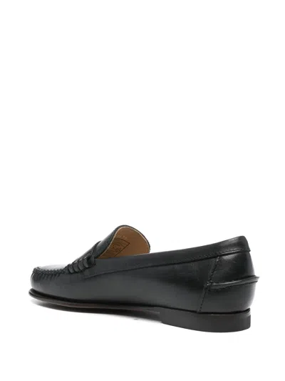 Sebago Classic Dan Almond-toe Full-grain Brushed Leather Loafers In Black