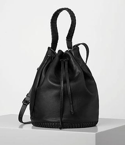 Allsaints Ray Leather Bucket Bag In Black