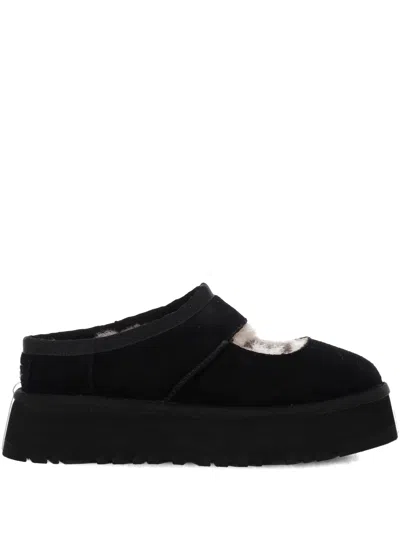 Ugg Round Toe Lace-up Shoes With Platform Sole In Black