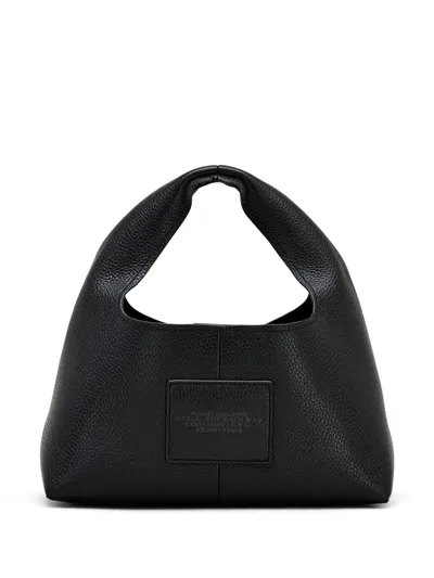 Marc Jacobs Grained Black Leather Handbag With Embossed Logo In Black