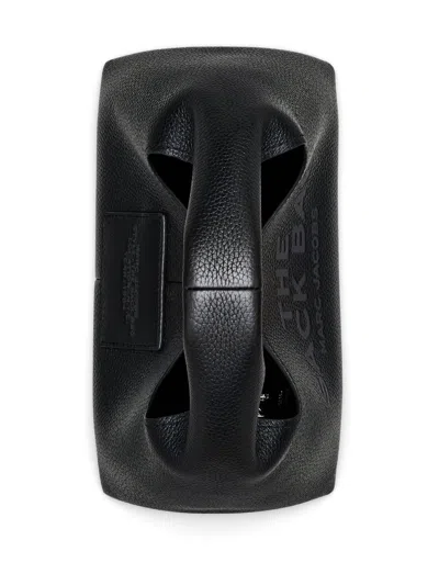 Marc Jacobs Grained Black Leather Handbag With Embossed Logo In Black