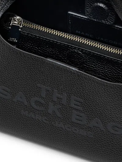 Marc Jacobs Grained Black Leather Handbag With Embossed Logo In Black