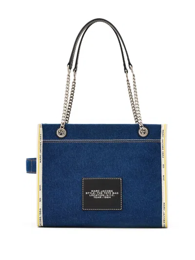 Marc Jacobs The Medium Tote In Blue Denim With Embroidered Logo