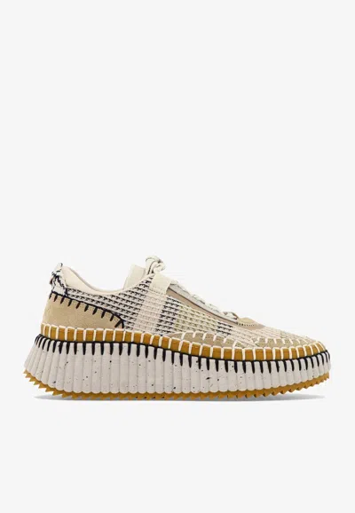 Chloé Chloe Nama Whipstitch-trim Low Top Sneaker In Brown