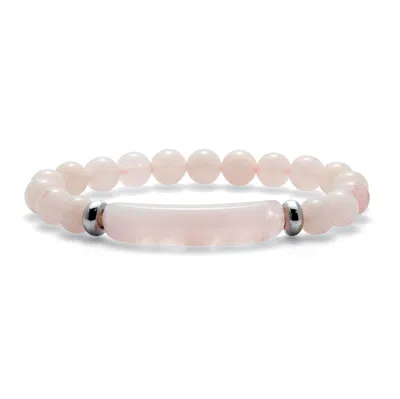 Palm Beach Jewelry 48.45 Tcw Genuine Rose Quartz Beaded Silvertone Stretch Bracelet 7-inch