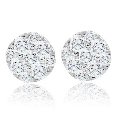 Pompeii3 1/2ct Tw Round Cut Diamond Pave Studs Lab Grown 10k Yellow Gold Earrings