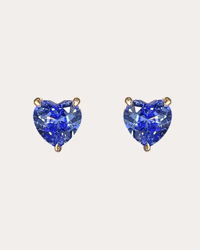Anabela Chan Women's Royal Blue Sapphire Mini Heart Stud Earrings 18k Gold