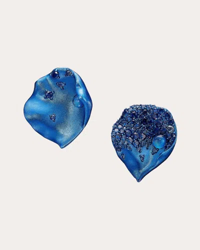 Anabela Chan Women's Sapphire & Topaz Midnight Rosa Petal Stud Earrings
