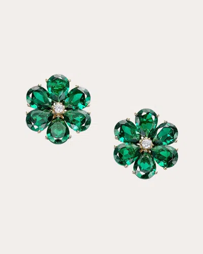 Anabela Chan 14k Gold Marguerite Emerald And Diamond Earrings