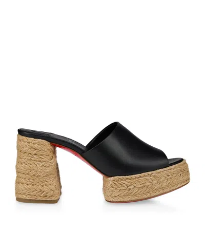 Christian Louboutin Calakala Espadrille Platform Slide Sandal In Black