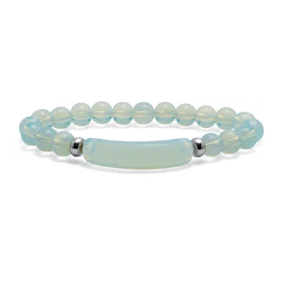Palm Beach Jewelry 48.45 Tcw Genuine Blue Opal Silvertone Beaded Bracelet 7-inch Length