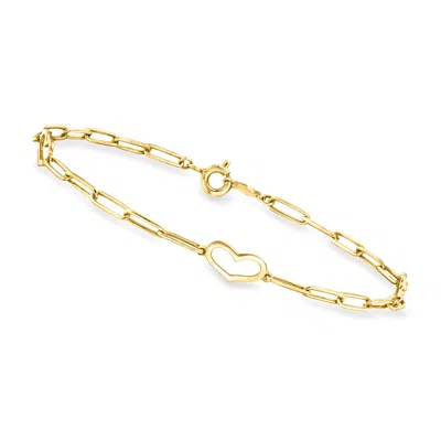 Canaria Fine Jewelry Canaria Italian 10kt Yellow Gold Paper Clip Link Heart Station Bracelet