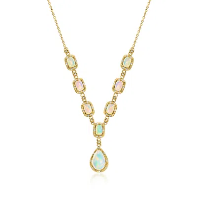 Ross-simons Opal And . Diamond Y-necklace In 18kt Gold Over Sterling