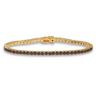 Palm Beach Jewelry 5.9 Tcw Round Black Cubic Zirconia 14k Gold-plated Tennis Bracelet 7 3/4-inch