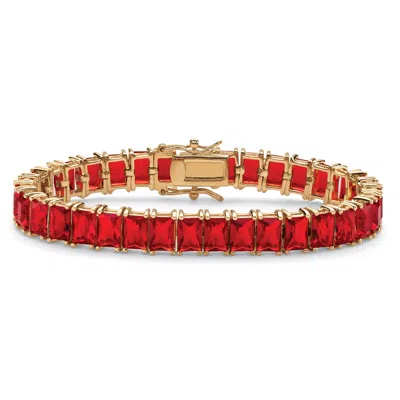 Palm Beach Jewelry 39.10 Cttw. Simulated Red Ruby Gold-plated Tennis Bracelet 7.25"