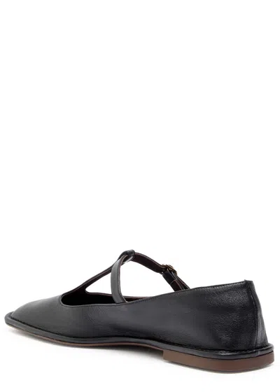 The Row Pointed T-strap Flat Shoes In Smooth Lamb Leather In White