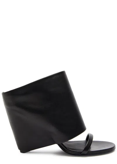 Courrèges Leather Wedge Mules In Black