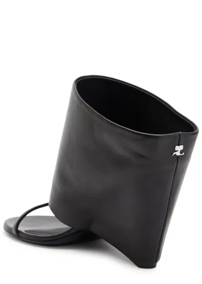 Courrèges Leather Wedge Mules In Black
