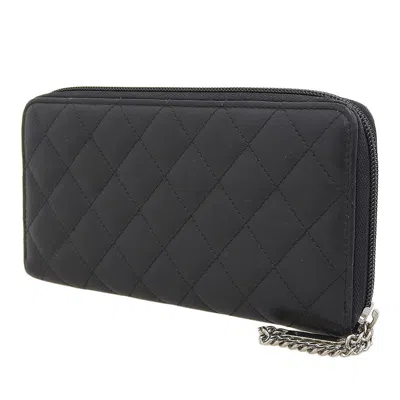 Pre-owned Chanel Black Leather Long Wallet (bi-fold) ()